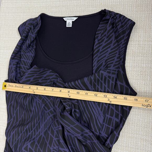Calvin Klein Draped Sleeveless Blouse Deep Purple Size M Womens - Picture 5 of 7